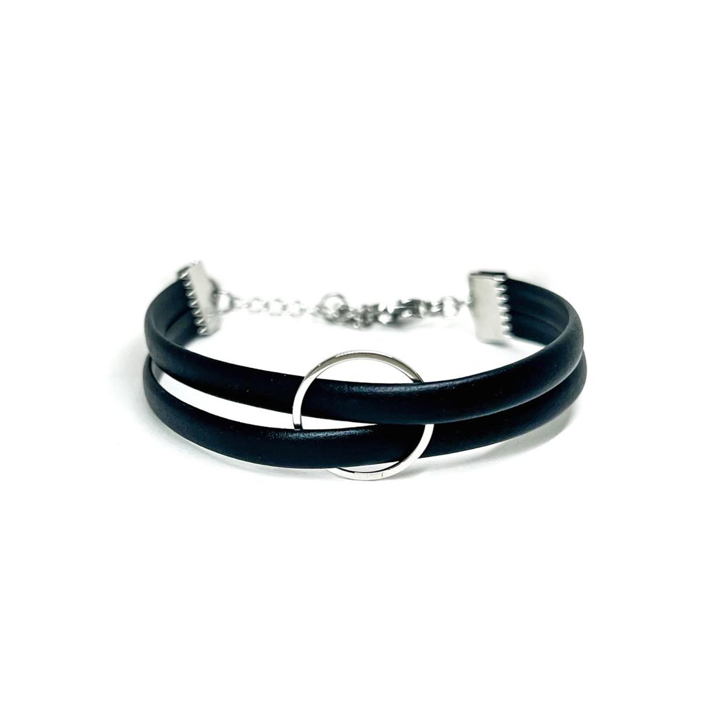 Glory_Arden Surgical Steel 2-Strand Cowhide Bracelet/Ghmb-296
