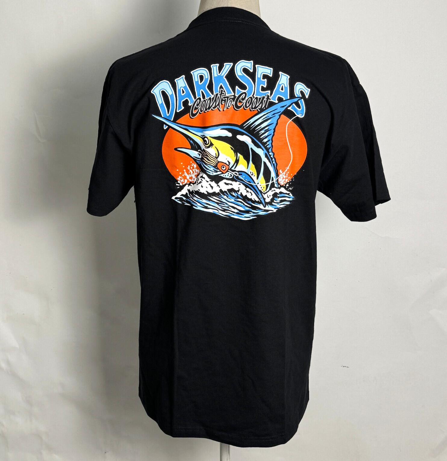 Dark Seas Men s T-Shirt Hooked Up Black Size L NWT Fishing Unisex T-Shirt XXL