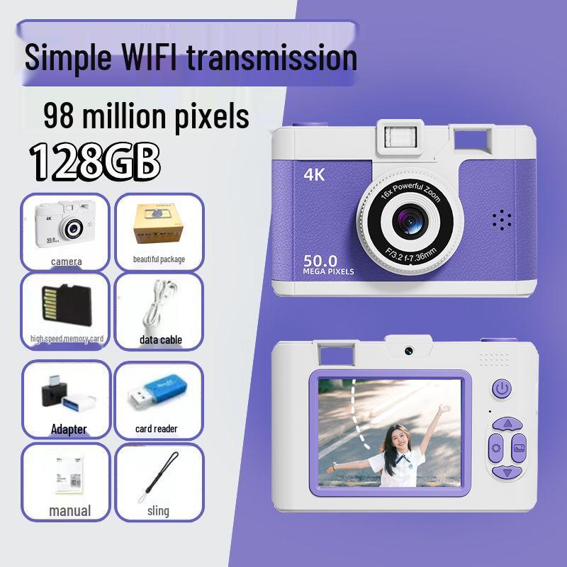 9800W Retro Digitalkamera mit Dual-Objektiv: HD-Foto & Video für Studenten