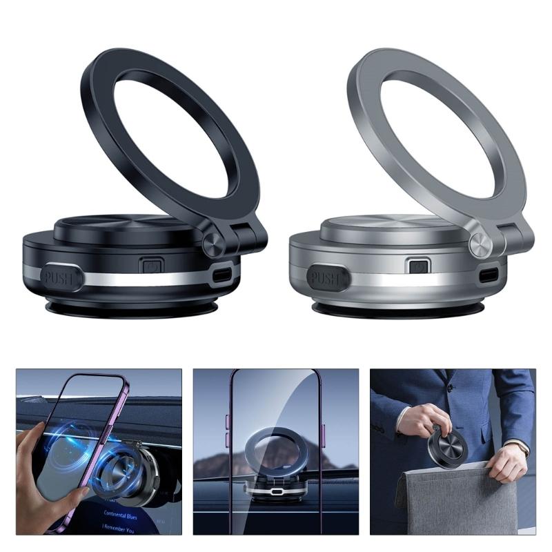 Vehicle Phone Mobile Mount Stand Magnetic Suction with Vacuum Attachment 360 Degree Rotation for Safe Driving Experience