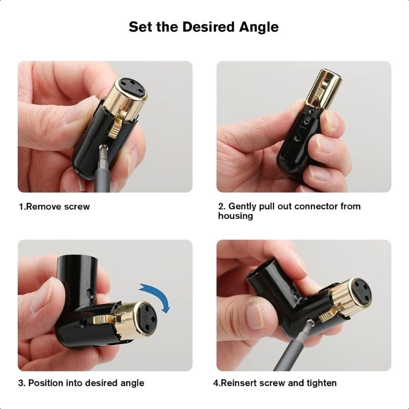 3Pin Male to Female Right Angled Microphones Auditory Adapter for Sound Engineer Professional