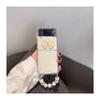 For Samsung Galaxy Zflip 3 Fashion Cute Simple Love Heart Portable Pearl Chain Shockproof Case Cover Z Flip 4 Z Flip Funda Para
