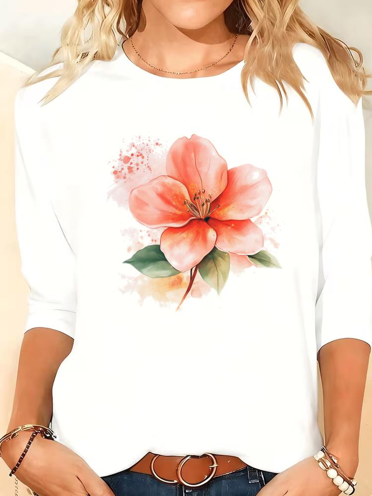 (Asian Size) love letter trend cute Women Clothing Long Sleeve T Shirt Tee Print autumn winter spring Casual Fashion Top o-neck Graphic T-shirts