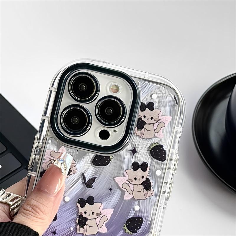 Smudged Feather Polka Dot Cat Suitable for Iphone16pro Apple 15 Mobile Phone Case 11 Cute 12pro Niche 13