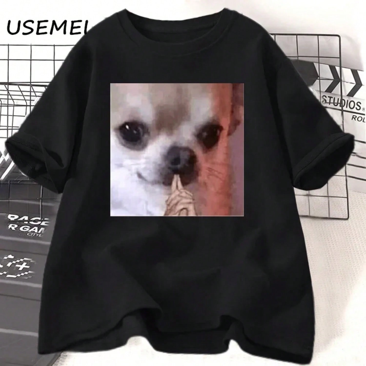 Chihuahua Pondering Funny Meme T Shirt Wounisex unisex Funny Cat Grpahic T Shirts Summer Short Sleeve Cats Lovers T-Shirt Tops S разноцветный
