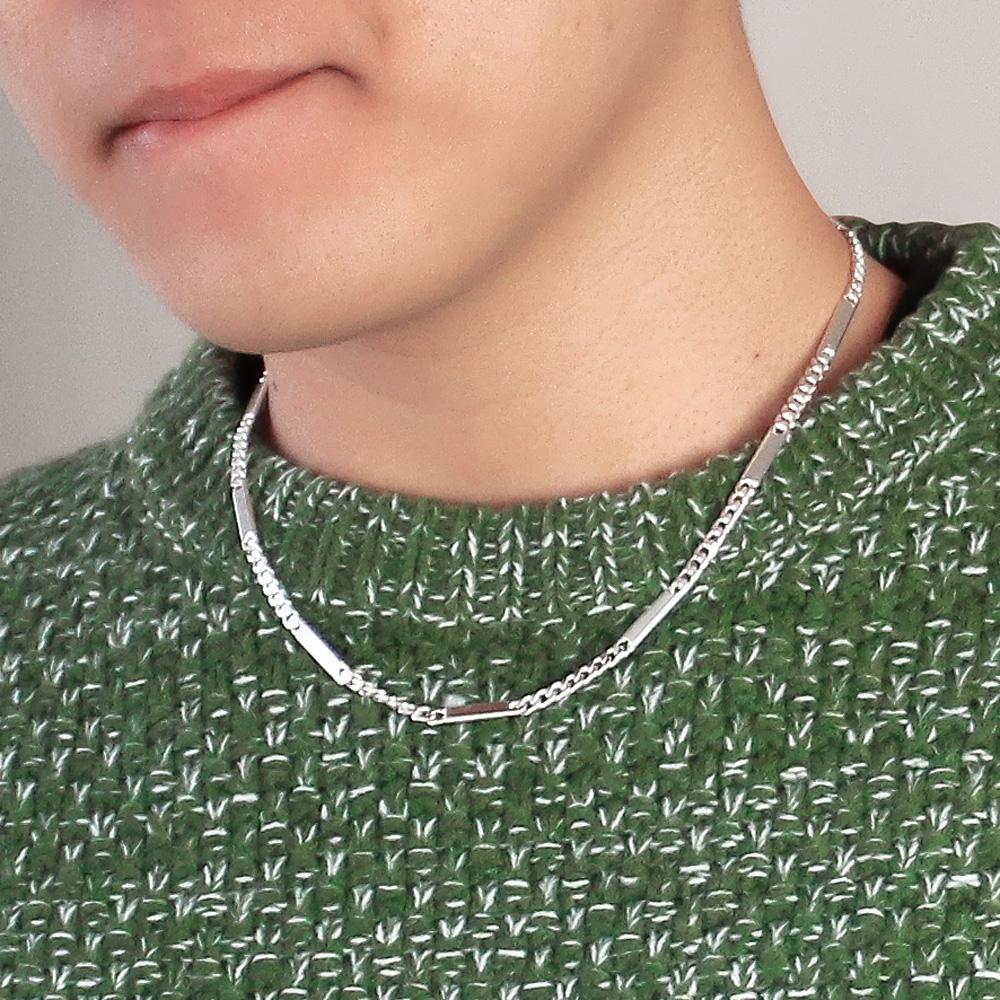 Punk Man 100% 925 Sterling Silve naszyjnik mężczyźni i chłopiec prosty kubański łańcuszek Choker kobieta biżuteria podkreślająca osobowość prezent