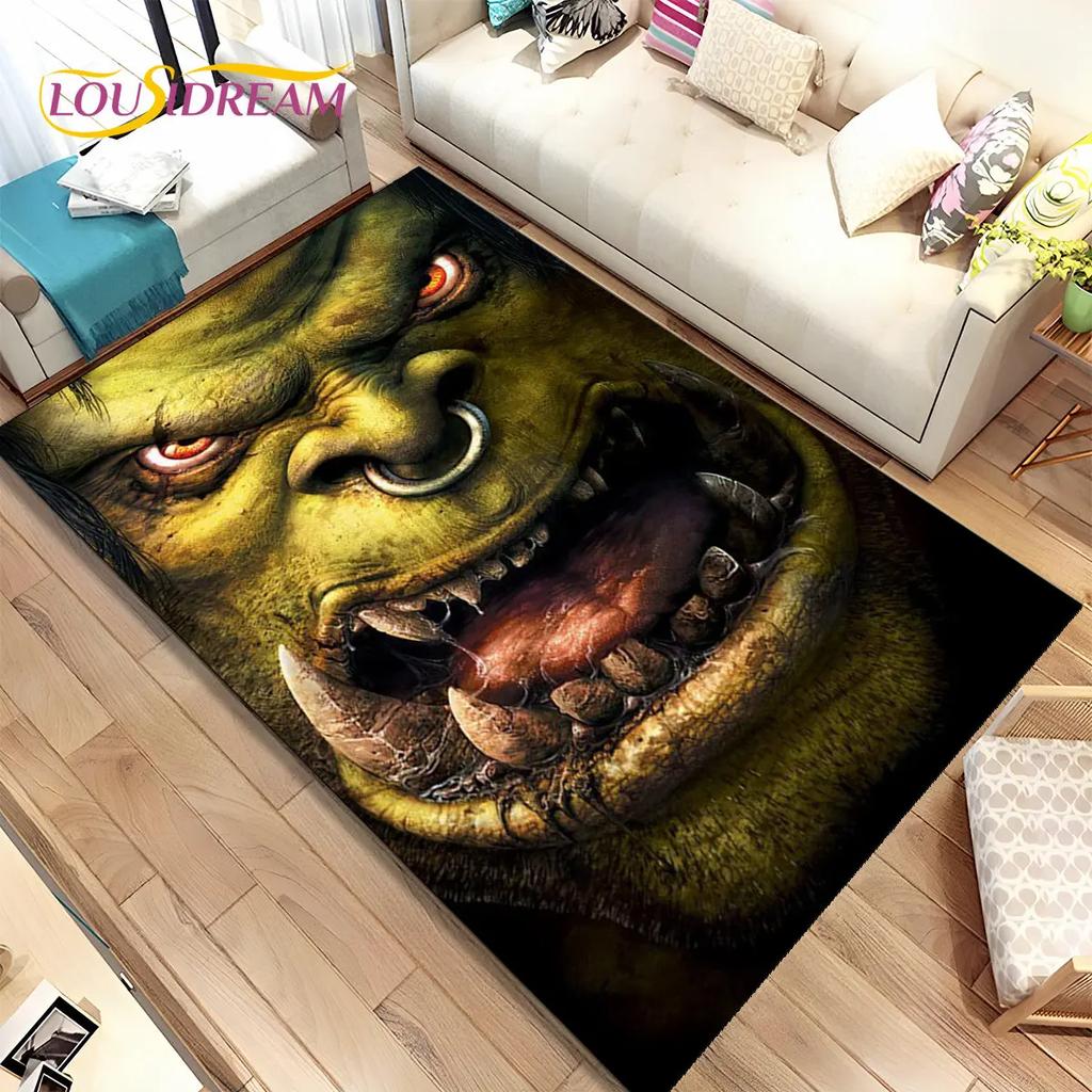World of Warcraft, WOW, Game Gamer-Bereichsteppich, Teppichteppich für Wohnzimmer, Schlafzimmer, Sofa, Fußmatte, Dekoration, rutschfeste Kinder-Bodenmatte, 3D