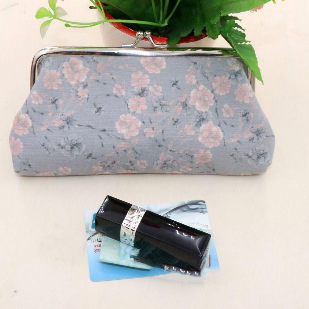 Printing Long Kiss Lock Wallet Hasp Money Clutch Bag Retro Retro Flower Coin Purse  Small Item