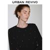 UR 2025 Autumn Elegant Rhinestone Long Sleeve Back Slit Dress