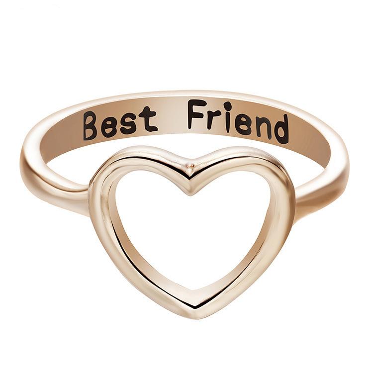 

Popular Best Friend Hollow Love Ring Women s Fashion Simple Heart Ring No. 10 рожевий колір золота
