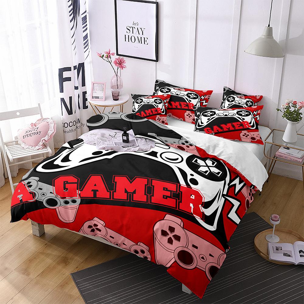 Three-Piece Quilt Cover Gamepad Kit 3D Digital Printing Bedding Sheets