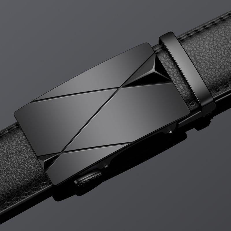 Stylish Automatic Buckle Black Belt For Young Men Casual Business Wear 105cm To 125cm