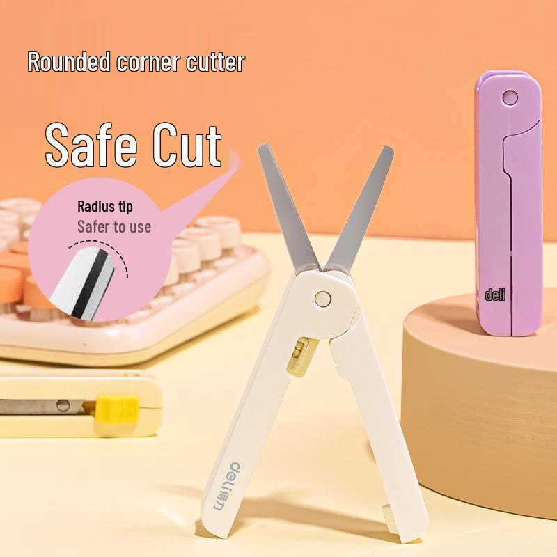 Deli 6072 Retractable Mini Craft Scissors for Students and Children