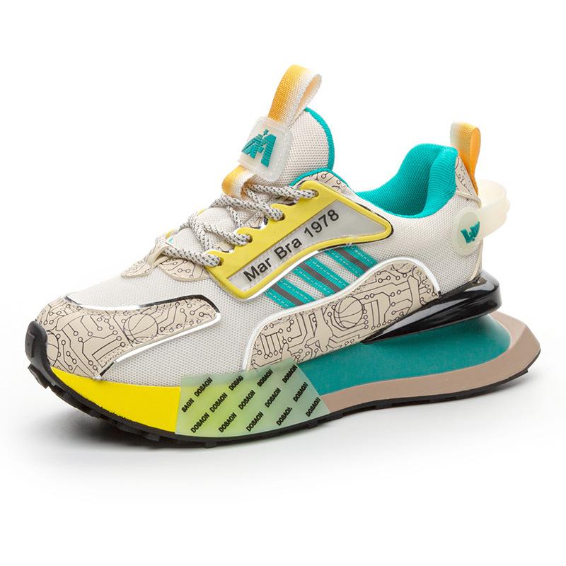 

Large size 43 women s new leather mesh platform sports style casual shoes lightweight non-slip running shoes 35 жёлтый