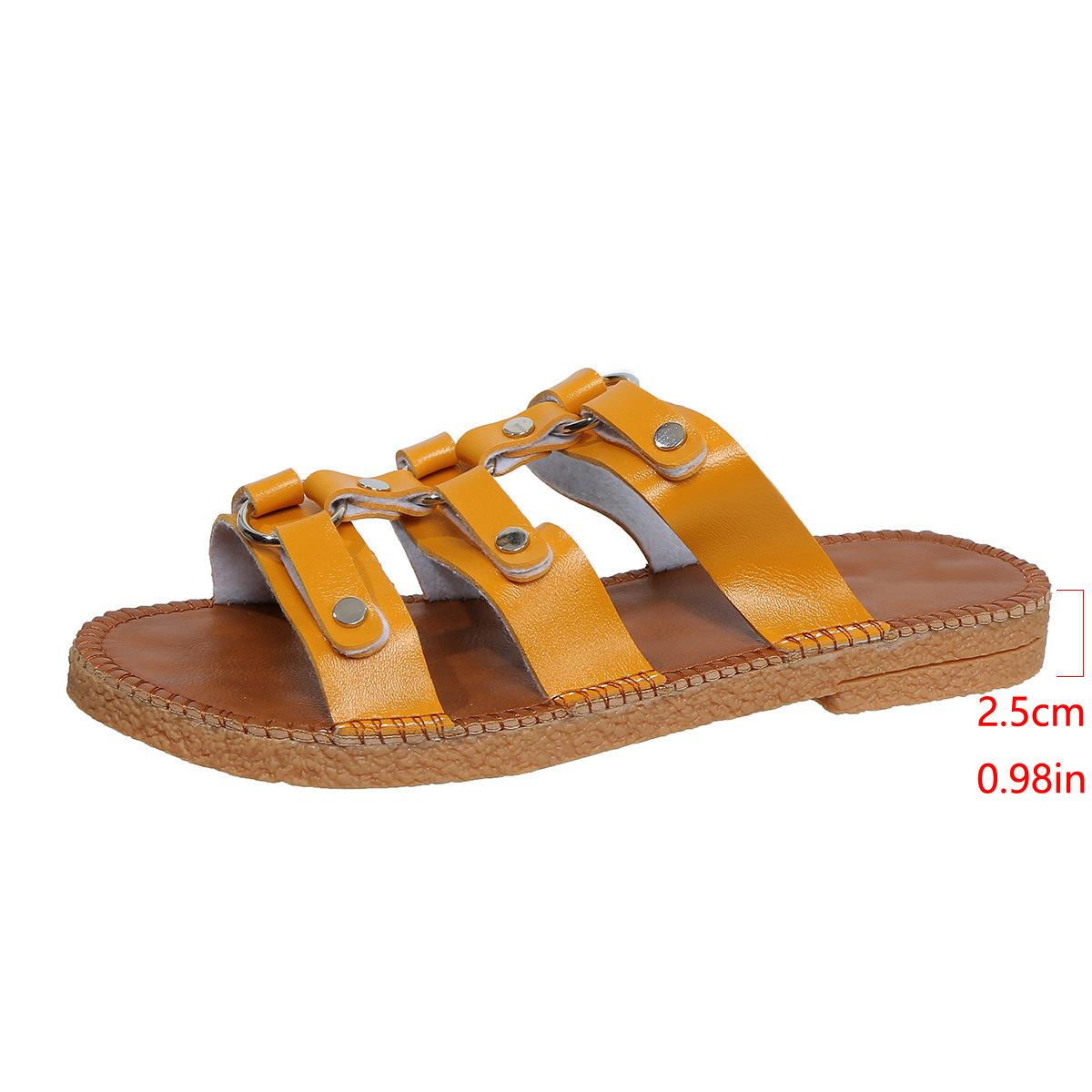 

2025 new classic real one-word slippers women s summer wear flat bottom low heel rear empty European and American single large size cool slippers 43 оранжевый