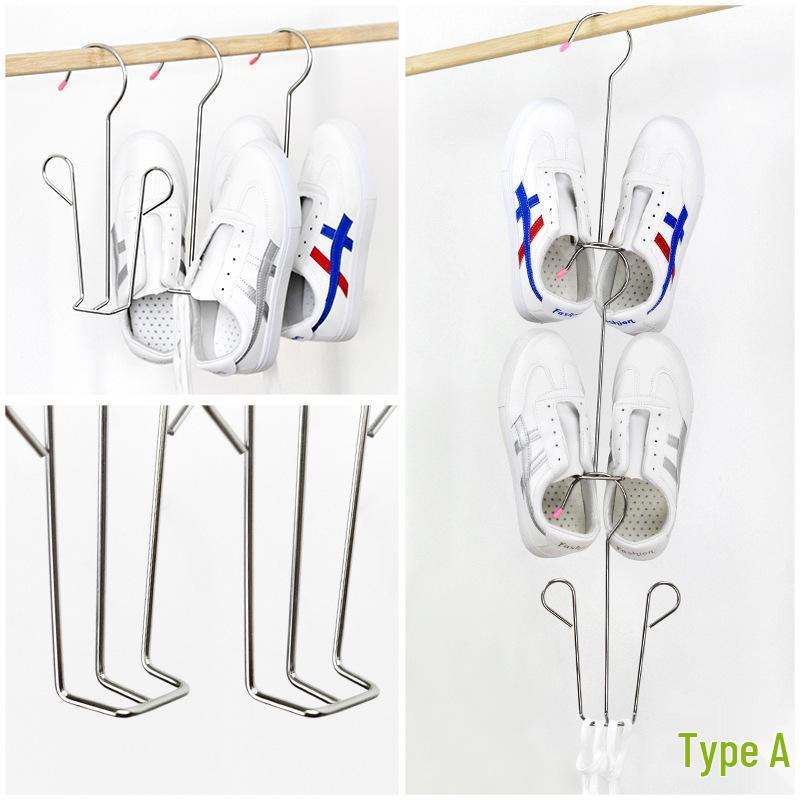 Stainless Steel Outdoor Shoe Rack: Multifunctional Drying and Hanging Solution for Balcony or Dormitory.