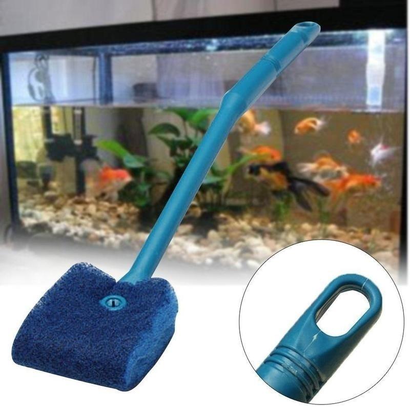 40cm Aquarium Brushes Long Handle Double-edged Plastic Glass Algae Cleaning Brush Aquarium Fish Tank Accessories Color Random