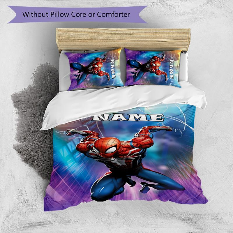 3pcs Spider Man1 Cover Set - Personalized Name, HD Printed Bedding with 1 Cover and 2 Pillowcases - Perfect for Home Decor, Easy Care