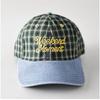 Plaid Denim Patchwork Baseball Cap with Weekend Moment Embroidery for Daily Wear Vintage Tartan Check Dad Hats Unisex