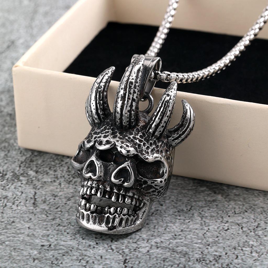 European Retro Devil Mask Pendant Necklace - Unisex Punk Stainless Steel