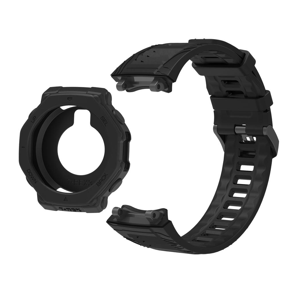 Pro Huami Amazfit T-Rex 3 Řemínek a Pouzdro na hodinky stejné barvy Jednobarevný nastavitelný náramek + Ozdoba pouzdra