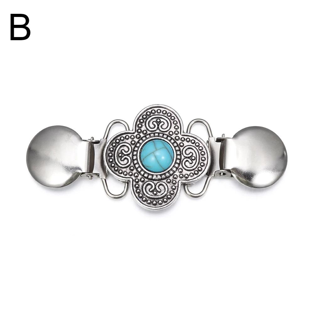 1PC Retro Women Cardigan Sweater Blouse Shawl Clips Shirt Collar Flower Pattern Duck Clip Clasps Fashion Clothing Accessories