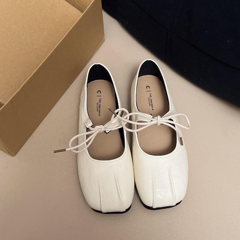 

Lace-up Mary Jane Spring Ballet Shoes Bow Shallow Mouth Single Shoes 40 коричневий