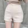 2023 Women's Woolen Black High-Waist A-Line Shorts: Autumn/Winter Slimming Casual Korean-Style Boot Shorts