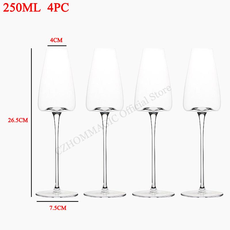 4/2/1Pcs Crystal Goblet Red Wine Glass Cup Kitchen Tool Drinkware Champagne Glasses Bordeaux Burgundy Wedding Square Party Gifts