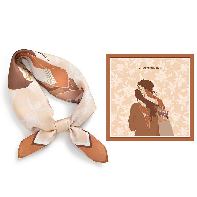 

53 Summer hot small square scarves fashionable imitation silk scarves trendy women s versatile fashion square scarves 53*53