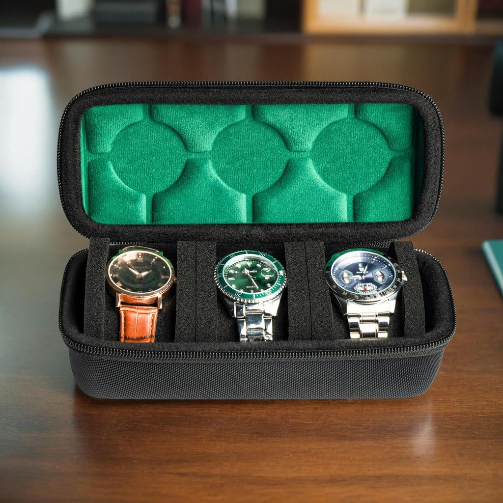 1pc Hard-Shell 3 Slots Watch Storage Case For Travel And Home Organization, With Soft Watch Pillow