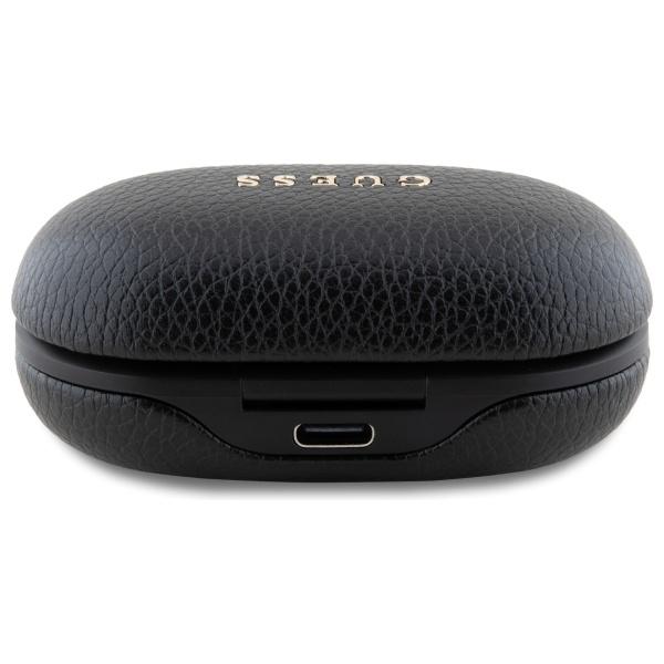 Guess Słuchawki Bluetooth Gutwspgtspsk   Tws + Stacja Dokująca Czarny/Black Grained Classic Logo