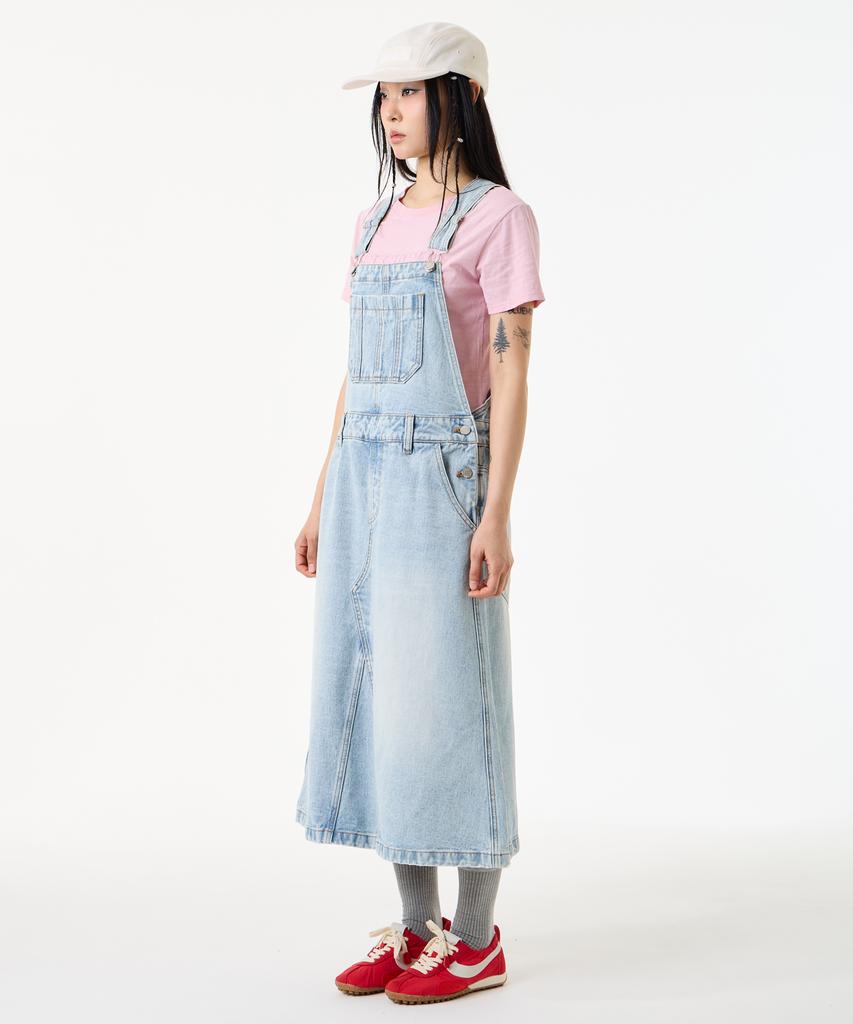 Unknown Planet Light Wash A-Line Denim Overalls