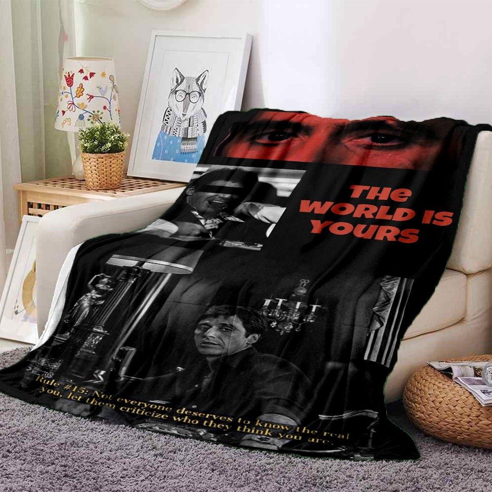 

1pc Scarface-Inspired Flannel Blanket - Soft Cozy All-Season Throw for Bedroom, Sofa, Camping, Travel - Perfect Gift for Movie FansB96 80cmx120cm(31inx47in)
