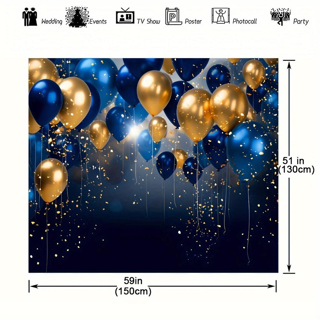 Royal Blue Glitter Background,birthday Wedding Dance Graduation  Background Party Glitter Blue Balloon Party Decoration