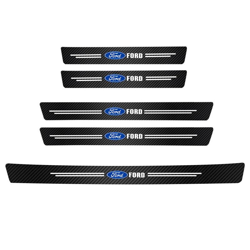 VOPL3 Car Carbon Fiber Trunk Stickers Car Threshold Sticker For Ford Focus Fiesta Mondeo Explorer Transit Fusion Auto Decorative Decal