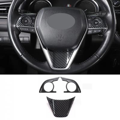 Carbon Fiber Steering Wheel Decor Frame Trim 3PCS For Toyota Camry 2018-2024