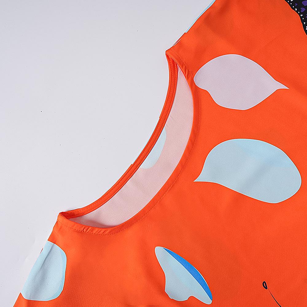 African Batwing Sleeve Chiffon Robe: Loose Plus Size Muslim Women's Printed Dress