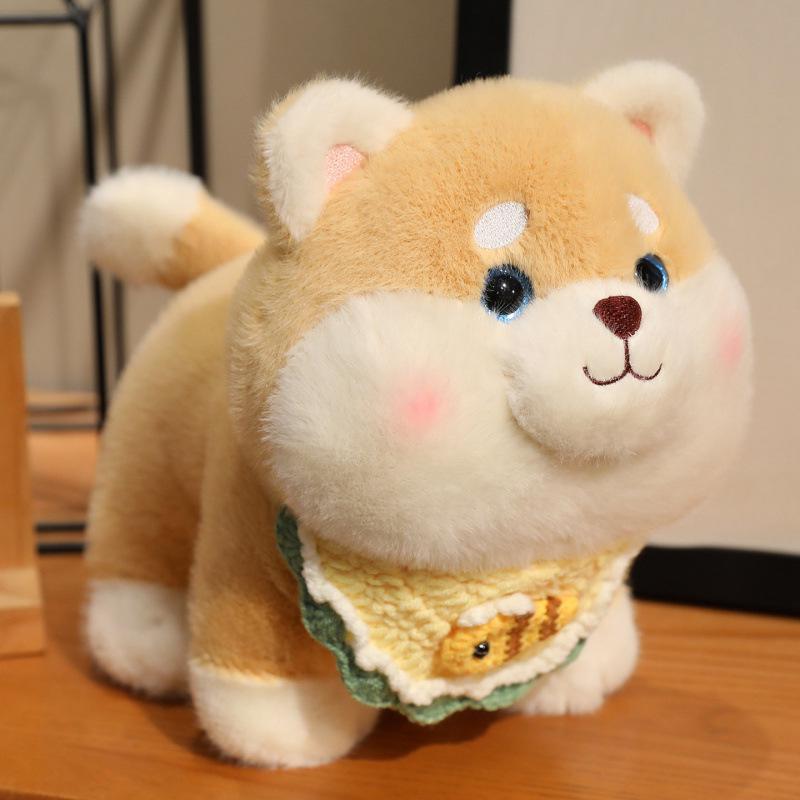 Shiba Inu Puppy Plush with Birthday Cake Hat - Cute Comfort Toy for Kids