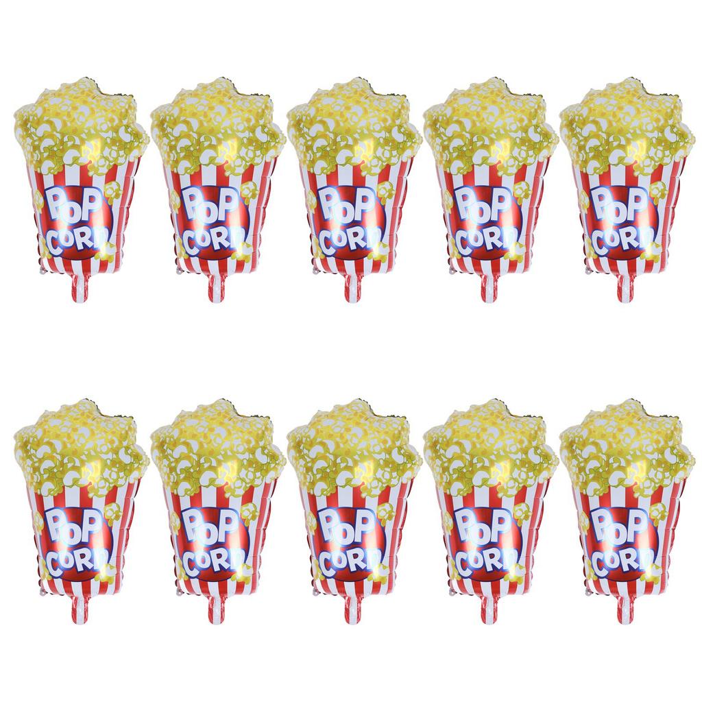 10pcs Popcorn Party Balloons Reusable Movie Theme Party Decoration Balloons Aluminum Foil Portable