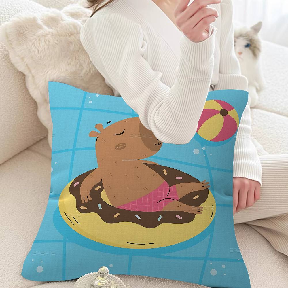 Cute Capybara Cushion Cover Pillowcase Upholstery Sofa Throw Pillow Home Decor Pillowcas