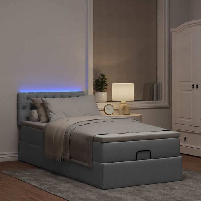Maison Exclusive - Lit ottoman avec matelas et LED Gris clair 80x200cm tissu