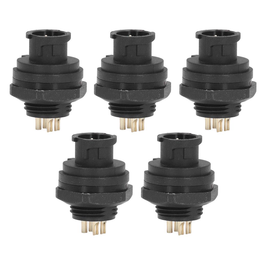 5 Pcs 4 Pin Front Panel Mount Socket 716in 28UNS Thread Connection Welding Wiring IP67 Aviation