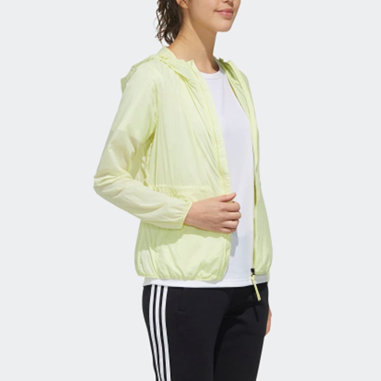 Adidas Jackets Women's Bright Neon Yellow Hooded Moderate FT2885