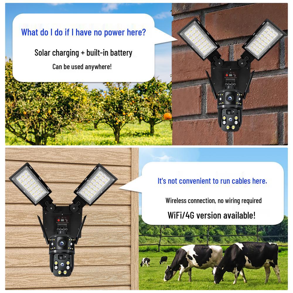 CrossV380 Solar 4G WiFi Street Light with Dual Lens, Waterproof Night Vision Camera.