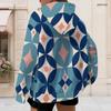 Women Plus Size Geometric Printed Zip Up Hoodie Long Sleeve Drawstring Hood With Pockets