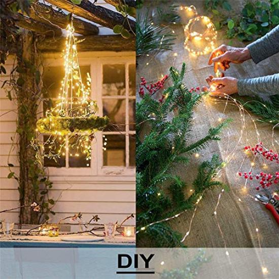 LED String USB Perfect for and Fairy Flashing Copper Remote Control Warm 10 200 LEDs Lights, Rechargeable, Christmas, Parties, Weddings, Birthdays,