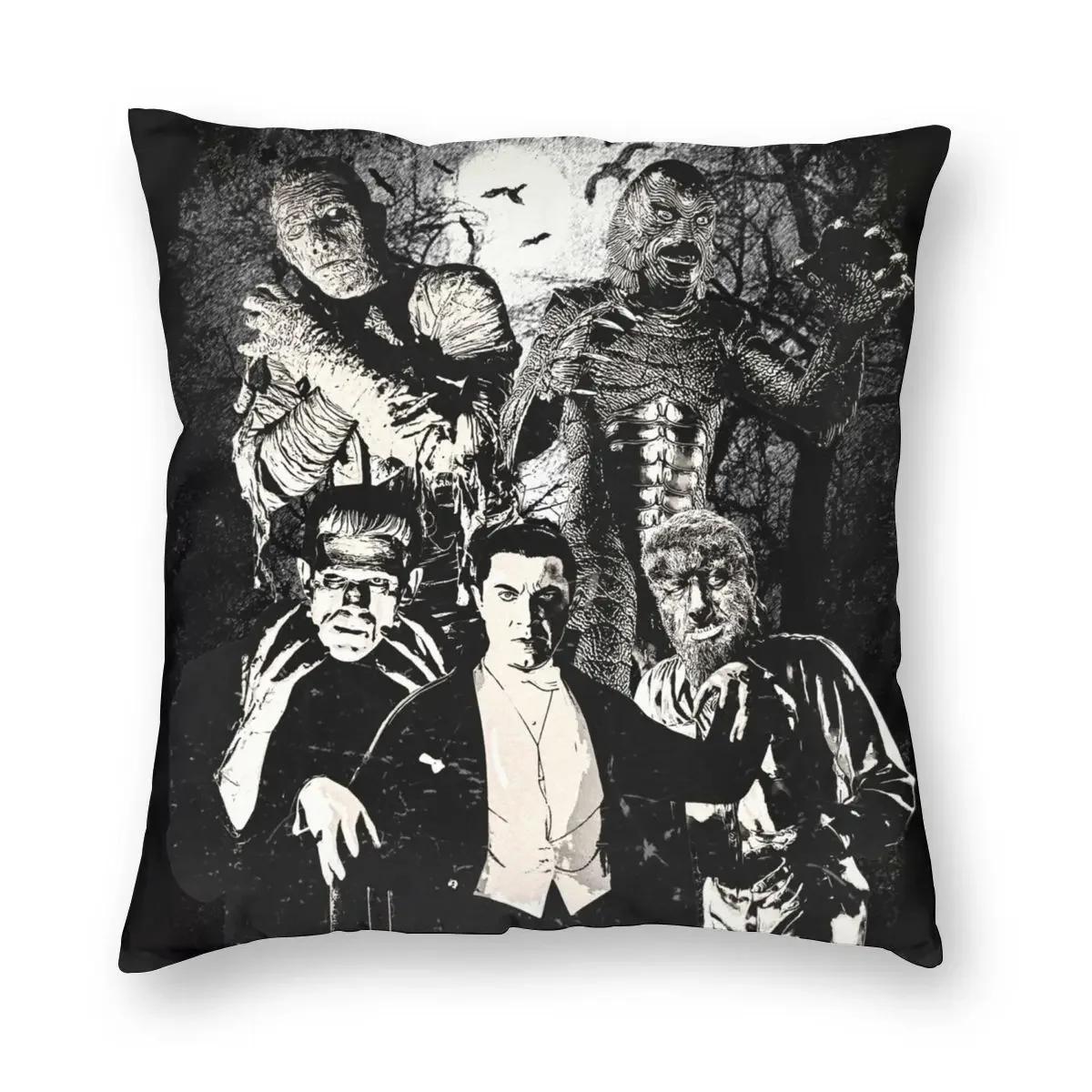 

MONSTERS Dracula Pillowcase Soft Polyester Cushion Cover Decoration Spooky Wolfman Frankenstein Throw Pillow Case 45cm 18x18In 30x30CM(12x12in)