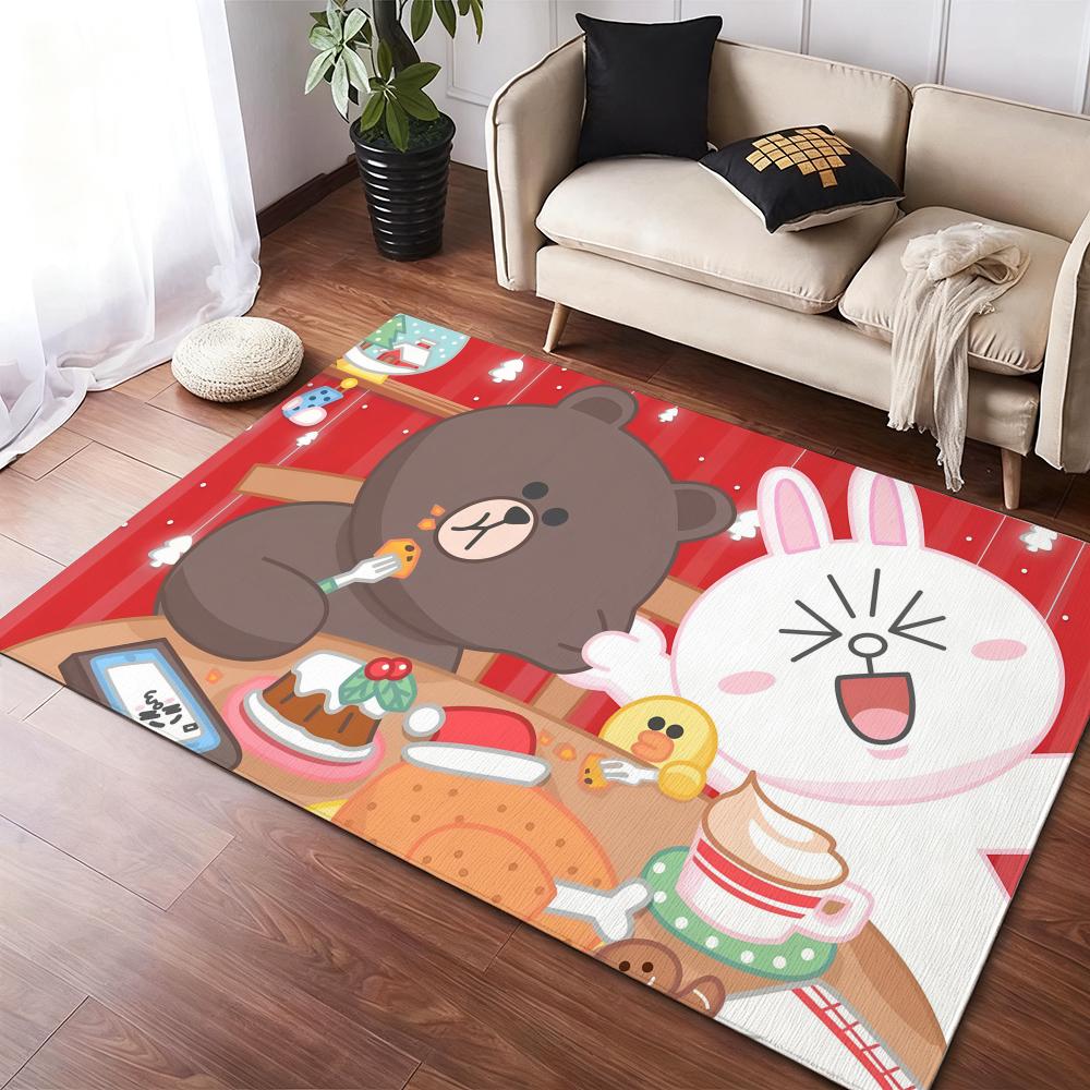 B-Brown And C-CONY Floor Mat Flannel Rugs Cozy Plush Thickened Soft Warm Winter Floor Mat Non Slip Living Room Home Indoor Use