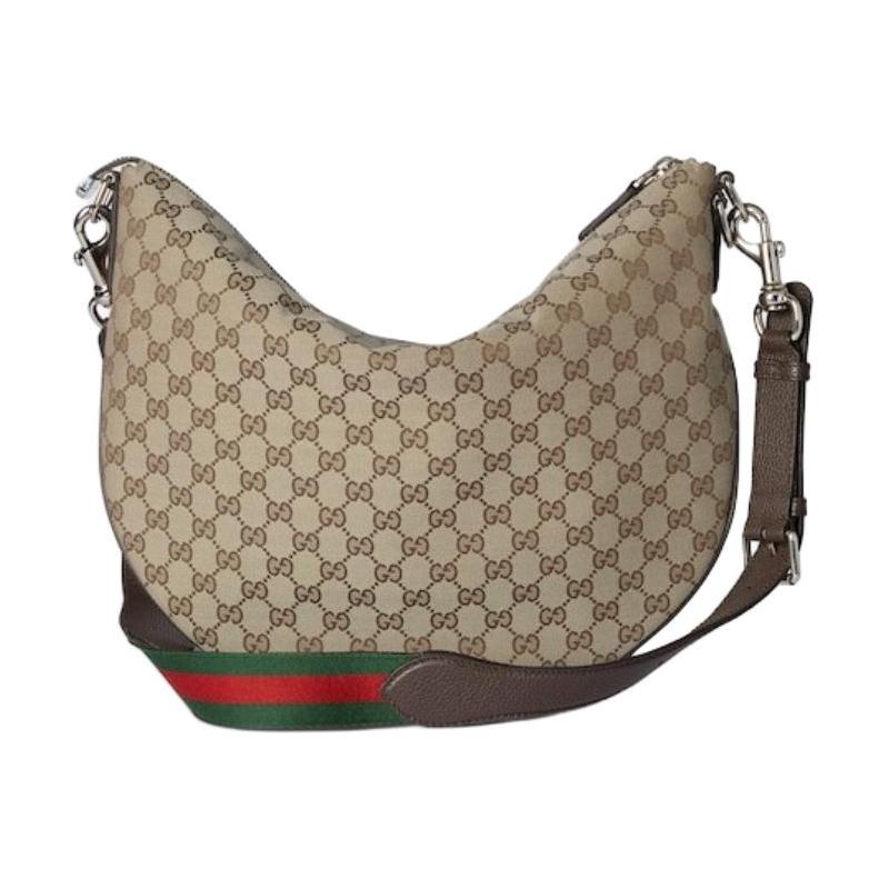 Gucci Silhouette Design Logo Canvas Crossbody Shoulder Bag Medium Women's Beige